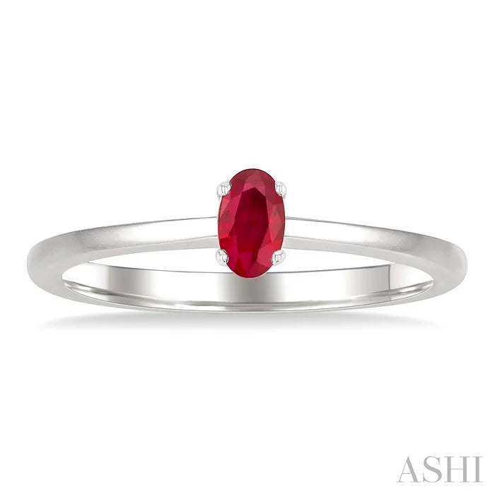 Oval Shape Gemstone Solitaire Ring