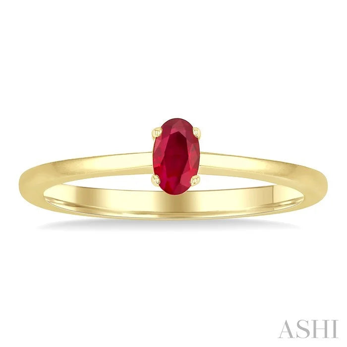 Oval Shape Gemstone Solitaire Ring