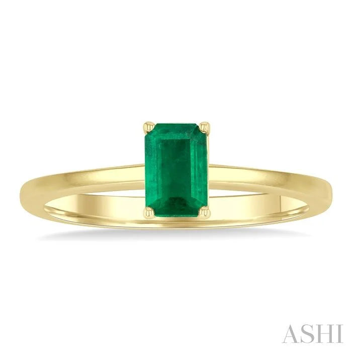 Emerald Shape Gemstone Solitaire Ring