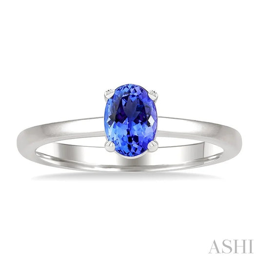 Oval Shape Gemstone Solitaire Ring