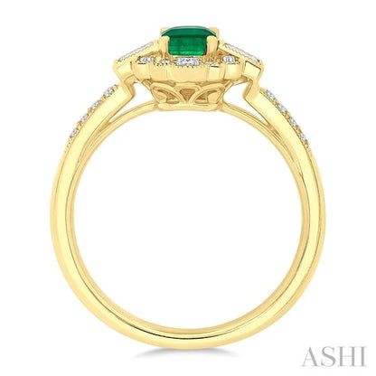 Emerald Shape Art Deco Gemstone & Diamond Fashion Ring