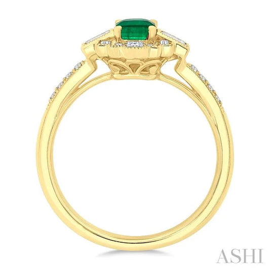 Emerald Shape Art Deco Gemstone & Diamond Fashion Ring