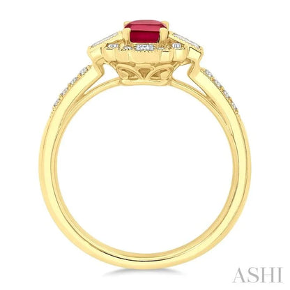Emerald Shape Art Deco Gemstone & Diamond Fashion Ring