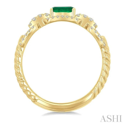 Emerald Shape Gemstone & Diamond Fashion Ring