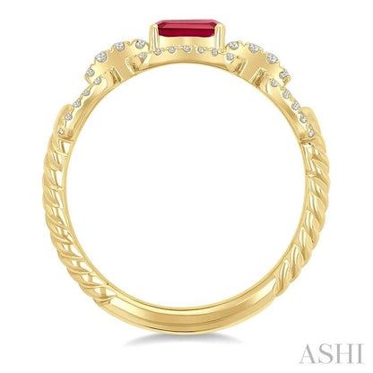 Emerald Shape Gemstone & Diamond Fashion Ring