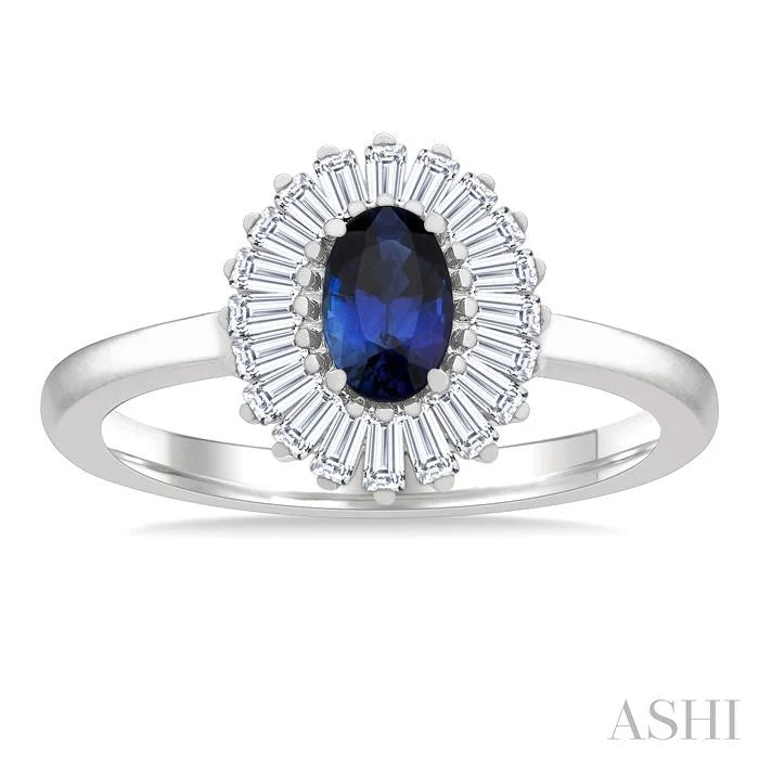 Gemstone & Halo Diamond Fashion Ring