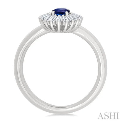 Gemstone & Halo Diamond Fashion Ring