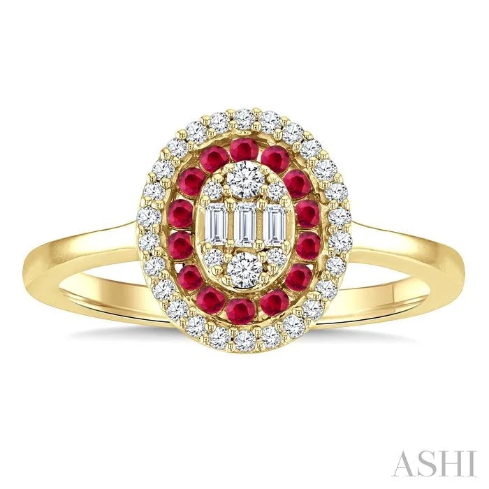 Oval Shape Gemstone & Diamond Fusion Ring