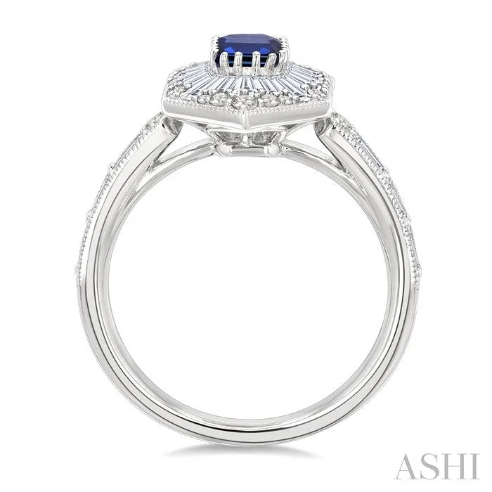 Emerald Shape Art Deco Gemstone & Halo Diamond Fashion Ring