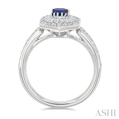 Emerald Shape Art Deco Gemstone & Halo Diamond Fashion Ring