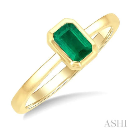 Emerald Shape Gemstone Solitaire Ring