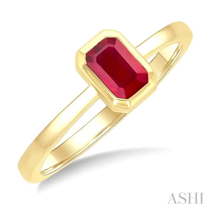 Emerald Shape Gemstone Solitaire Ring