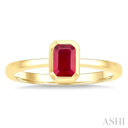 Emerald Shape Gemstone Solitaire Ring
