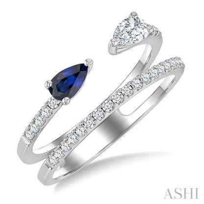 Pear Shape East-West Gemstone & Diamond Fashion Ring