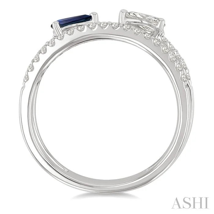 Pear Shape East-West Gemstone & Diamond Fashion Ring