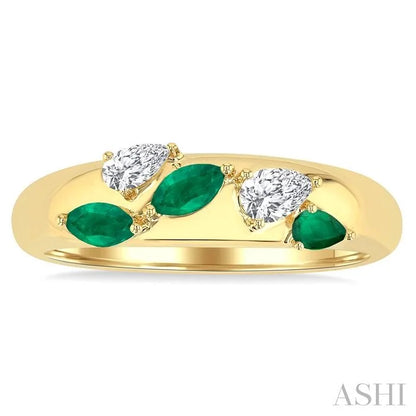 Marquise Shape Gemstone & Diamond Fashion Band