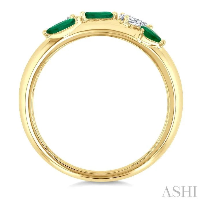 Marquise Shape Gemstone & Diamond Fashion Band