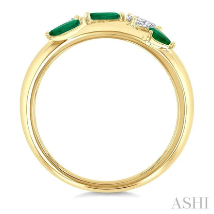 Marquise Shape Gemstone & Diamond Fashion Band