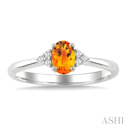 Oval Shape Gemstone & Diamond Ring