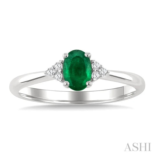 Oval Shape Gemstone & Diamond Ring