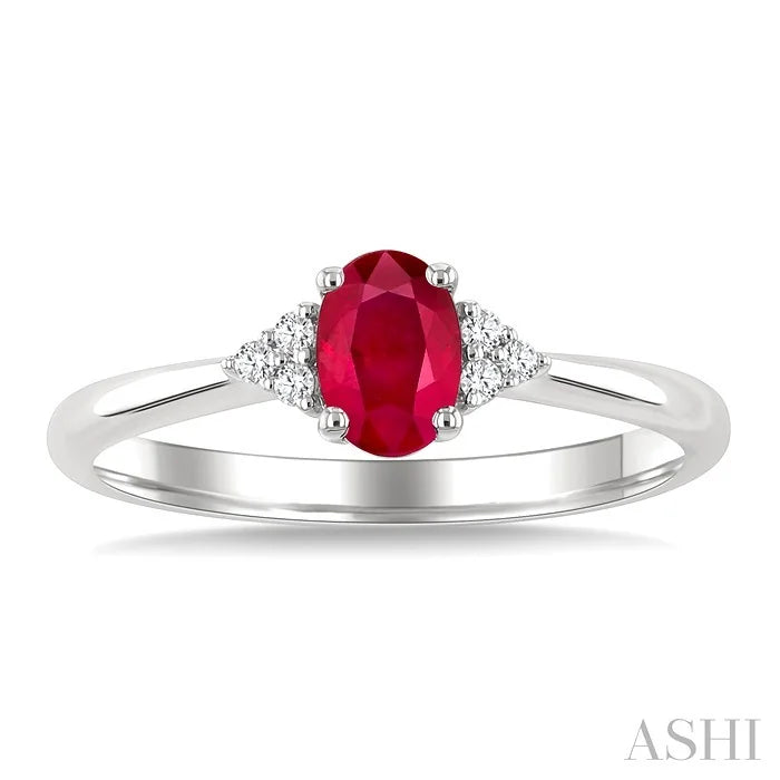 Oval Shape Gemstone & Diamond Ring
