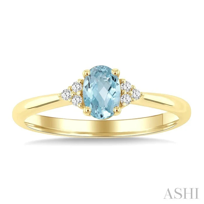 Oval Shape Gemstone & Diamond Ring