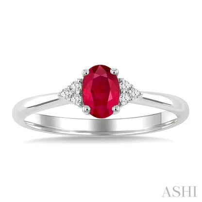 Oval Shape Gemstone & Diamond Ring