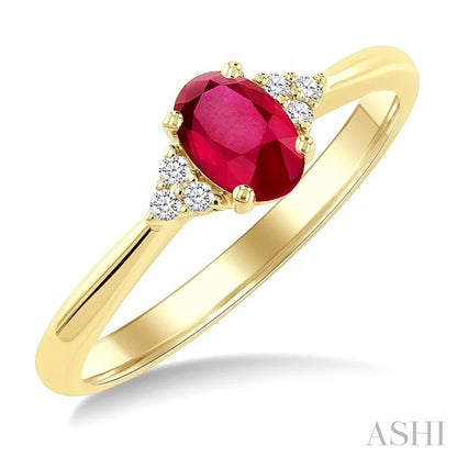 Oval Shape Gemstone & Diamond Ring