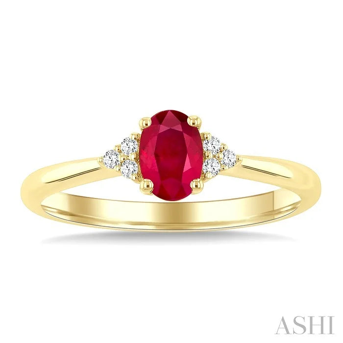 Oval Shape Gemstone & Diamond Ring