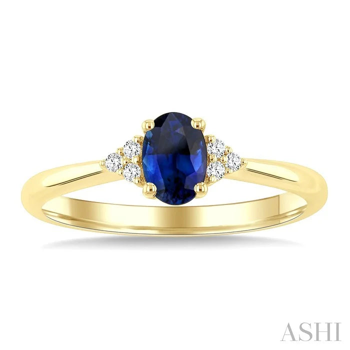 Oval Shape Gemstone & Diamond Ring