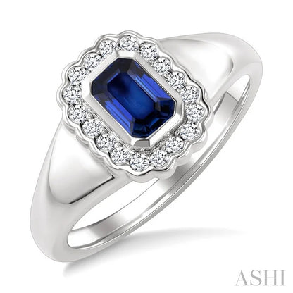 Bold Emerald Shape Gemstone & Diamond Ring