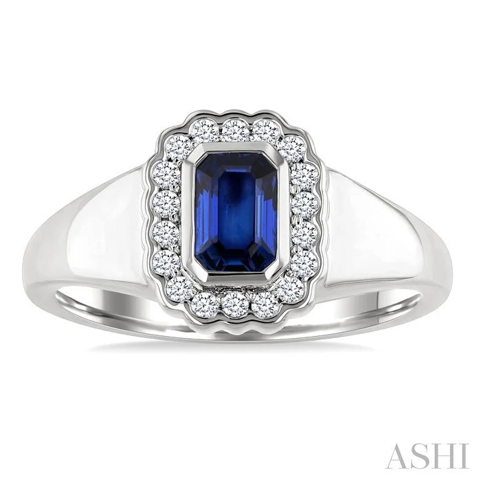 Bold Emerald Shape Gemstone & Diamond Ring