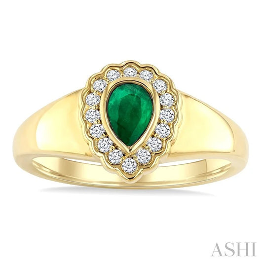 Bold Pear Shape Gemstone & Diamond Ring
