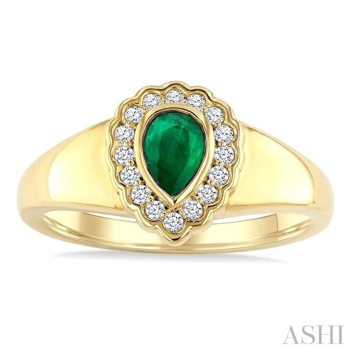 Bold Pear Shape Gemstone & Diamond Ring