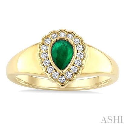 Bold Pear Shape Gemstone & Diamond Ring