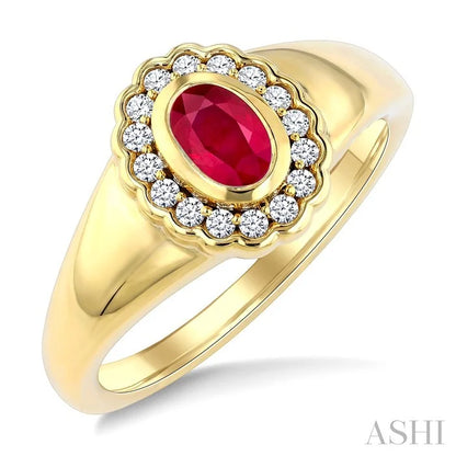 Golden Glow Oval Shape Gemstone & Diamond Ring