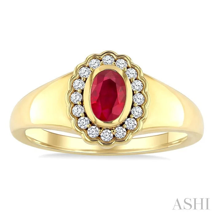 Golden Glow Oval Shape Gemstone & Diamond Ring