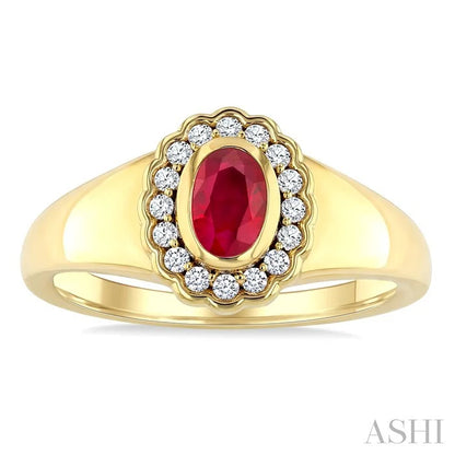 Golden Glow Oval Shape Gemstone & Diamond Ring