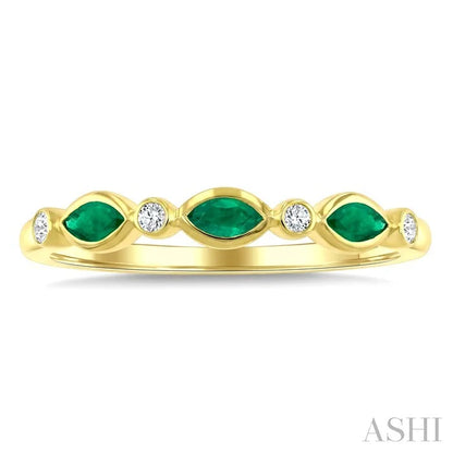 Marquise Shape Bezel Gemstone & Diamond Fashion Band