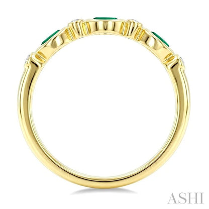 Marquise Shape Bezel Gemstone & Diamond Fashion Band