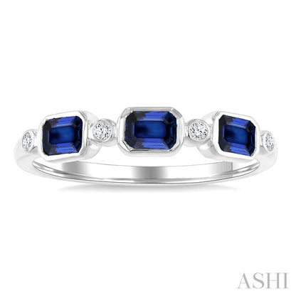 Emerald Shape Bezel Gemstone & Diamond Fashion Band
