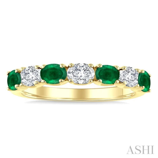 Oval Shape Alternate Gemstone & Diamond Fashion Band