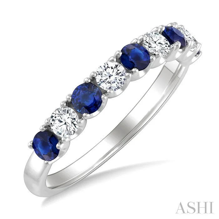 Round Shape Alternate Gemstone & Diamond Fashion Band