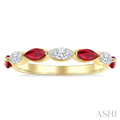 Marquise Shape Alternate Gemstone & Diamond Fashion Band