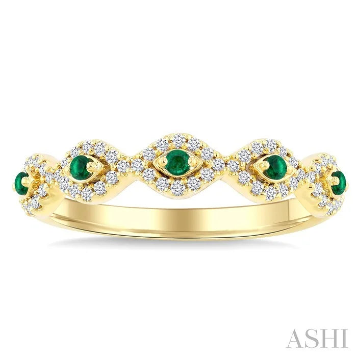 Stackable Evil Eye Gemstone & Diamond Fashion Ring