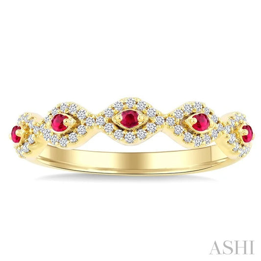 Stackable Evil Eye Gemstone & Diamond Fashion Ring