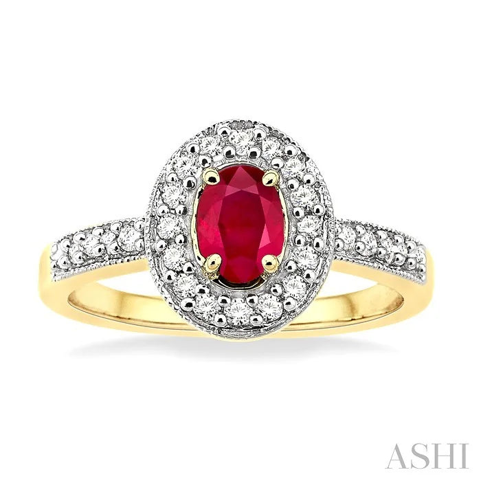Oval Shape Gemstone & Halo Diamond Ring