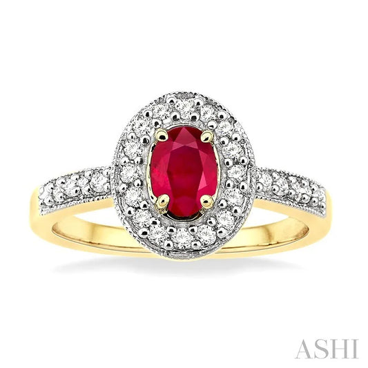 Oval Shape Gemstone & Halo Diamond Ring