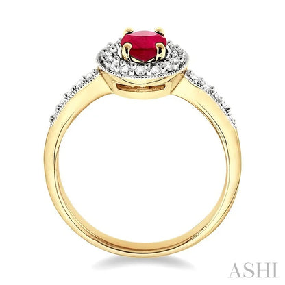 Oval Shape Gemstone & Halo Diamond Ring