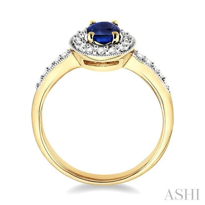 Oval Shape Gemstone & Halo Diamond Ring